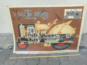 Staré školní obrazy - Zetor, Škoda, kostra...