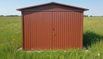 Plechová garáž 3×4 m-hnědá, pozinkovaná konstrukce „IGA“