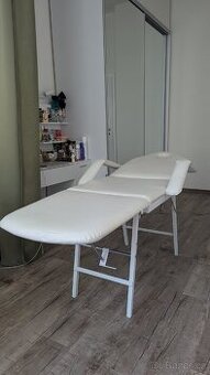 Polohovatelné kosmetické a masážní křeslo – Bílá EKO kůže