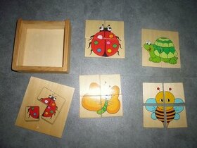 Dřevěné puzzle dětské v krabičce - 1