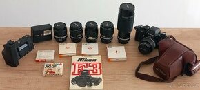 Fotoaparát NIKON F3 s příslušenstvím, špionážní fotoaparát M