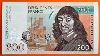 Sběratelská bankovka 200 FRANCS RENÉ DESCARTES, 2015, Gábriš