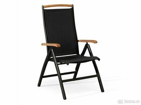 Kvalitní hliníková polohovací židle s teakovým dřevem 4 kusy