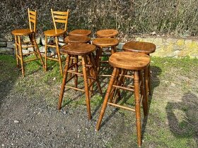 Rustikální barové židle 9 kusů, masiv dub