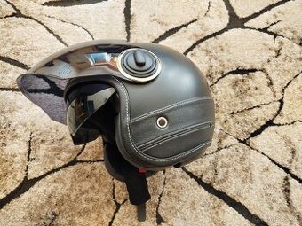 NOX PREMIUM Heritage černá matná/kůže vel.S- 2x plexi