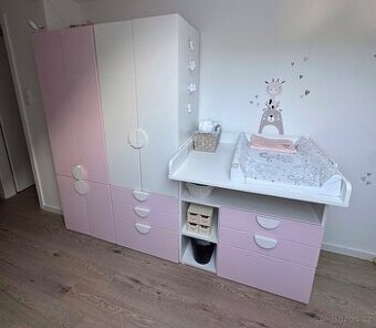 Dětské skříně a přebalovací pult Ikea Smastad růžová