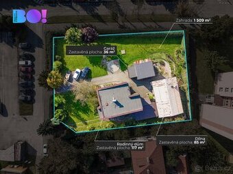 Prodej dvougeneračního rodinného domu,117m2, zahrada 1509m2,