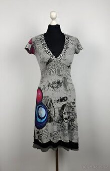 Desigual dámské značkové šaty šedé sexy s výstřihem vel S