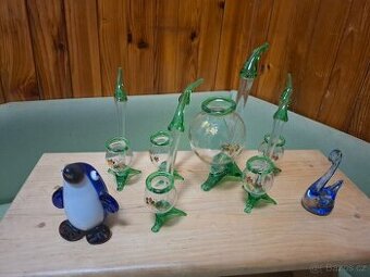 Hutní sklo fajfky a zvířátka