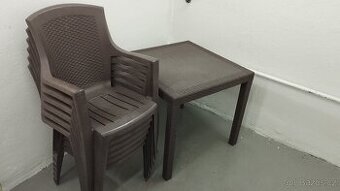 Zahradní sezení stůl a 6x židle imitace ratan