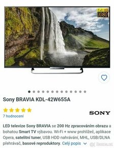 Televize Sony bravia KDL-42W655A