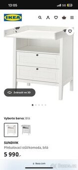 SUNDVIK Přebalovací pult/stůl/komoda, bílá