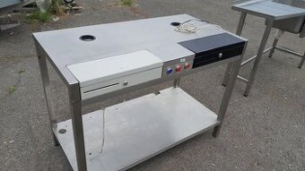 Nerezový stůl s pokladními boxy 124x63x90 cm