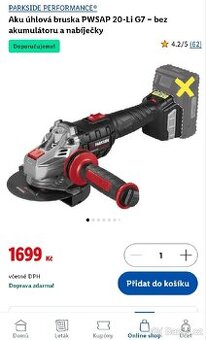Parkside Performance aku bruska PWSAP 20-Li G7