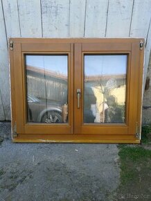 2 kusy - Dřevěné okno 98 x 78 cm