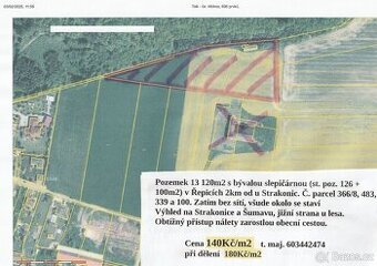Poz. 13 120m2 se st. p. 226m2 2km od Strakonic 140Kč/m2