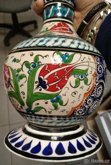Starožitná vodní dýmka Khalil Mamoon _ porcelán + mosaz 1950