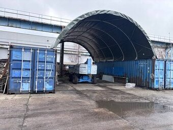 Lodní kontejner 12m + 100m2 plachtová oblouková hala - 1
