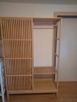 Otevřená šatní skříň IKEA s pos.dveřmi, bambus, 120x186 cm