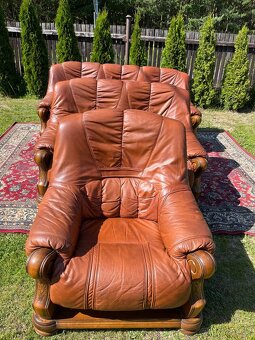 Kožená rustikální sedací souprava 3 - 2 - 1 .TOP STAV .