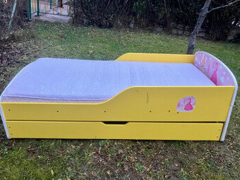 Dřevěná dětská postel 80x160cm, matrace, výsuvný šuplík