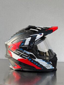 Prilba LS2 MX701 Explorer Carbon Extend čierno-modro-červe