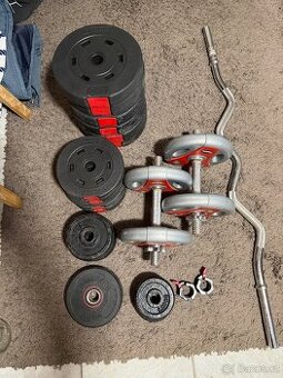 Sada činek, bench, fitness závaží 160 kg