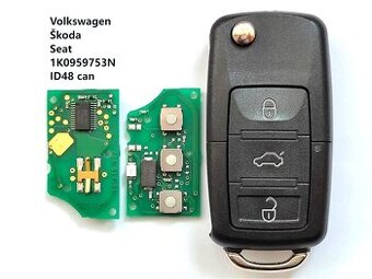 Klíč Škoda Volkswagen Seat 1K0959753N.
