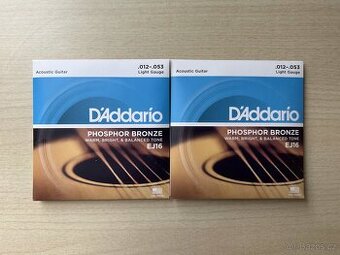 2x D'Addario EJ16 12-53 struny pro akustickou kytaru