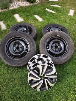 Plechový disk 6Jx15 5x112 ET47 + zimní pneu + kryty kol