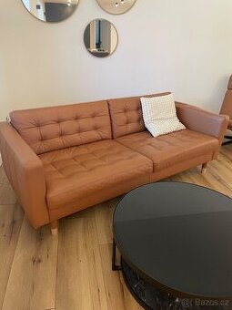Kožená pohovka IKEA Landskrona, 3místná, zlato-hnědá