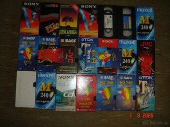 Prodám velmi levně videokazety VHS dle fota....  Cena ? 20Kč