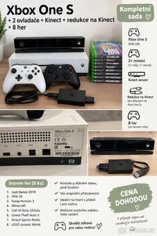 Xbox One S + Kinect + 8 her