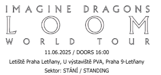 Imagine Dragons Vstupenky Praha, vyměním stání 2x, 11. za 9.