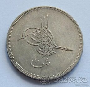 Osmanský Egypt(Misr), Abdul Azíz,10 piastr, 1864, Ag,vzácný