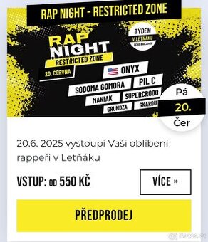 Lístek na rap night České Budějovice 20.6