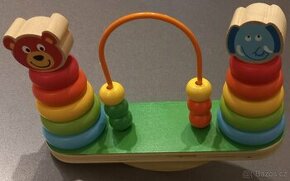 Acool Toy. Dřevěná balanční pyramida s korálky. nepoužité