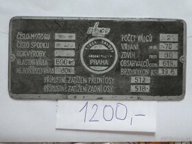 Aero Minor II výrobní typové štítky