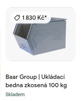 Prodam ukládací bedna kovová na 100 kg, Mars Svratka
