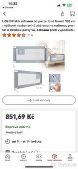 Detska zabrana na postel 180 cm