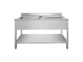 Nerezový dřez s odkapávací plochou a spodní policí