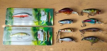 10 menších woblerů - pstruh, tloušť, okoun