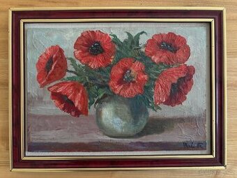Obraz Vlčí máky 1982, olejomalba 30x40