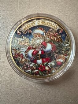 Prodám kovovou dekorační minci s vánočním motivem