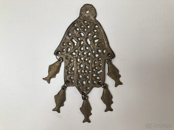 Starožitný závěsný amulet z bronzu Hamsa ryby