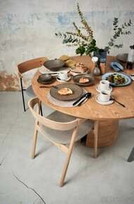 Jídelní stůl kulatý dekor dub Cep