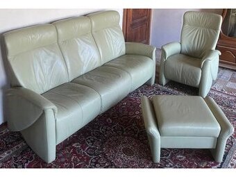 Luxusní moderní kožená sedací souprava 3+1 + taburet, 2706