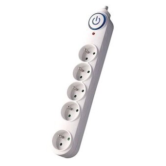 Solight přepěťová ochrana – 5 zásuvek, 3 m kabel, bílá, 150J