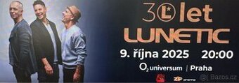 2 vstupenky na koncerty Lunetic O2 universum 9.10.2025