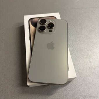 iPhone 15 Pro 128GB natural titan, bez škrábance, záruka